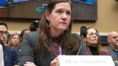 Photo: Rebecca Kelly Slaughter is facing the subcommittee of the Energy and Commerce Committee of the Chamber of Representatives on Commerce, Manufacture and Commercial Hearing entitled "The World Wild Web: examining Harms Online," March 26, 2025.