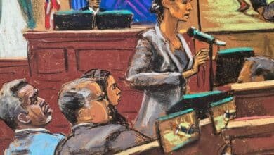 Photo: Sean "Diddy" Combs listens along with their lawyers Marc Agnifilo and Tey Geragos as the assistant lawyer Christy Slavik makes his closing arguments during the combs sexual trafficking trial in New York City, on June 26, 2025.