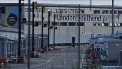 A general view of a quiet London Southend airport after Ryanair announced his withdrawal on August 10, 2021 in Southend, England.