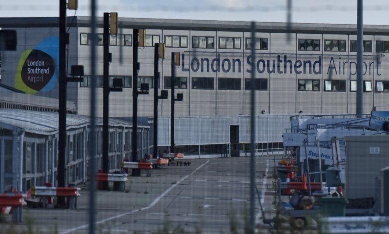 A general view of a quiet London Southend airport after Ryanair announced his withdrawal on August 10, 2021 in Southend, England.