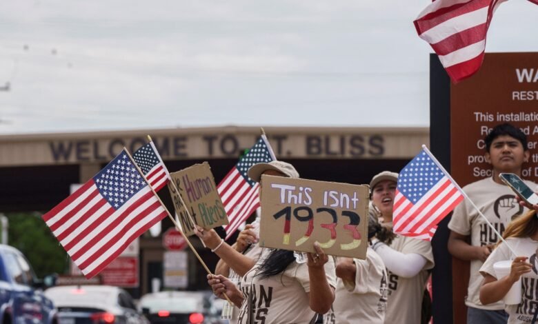Opening of the new migrant detention center in Texas met with protests