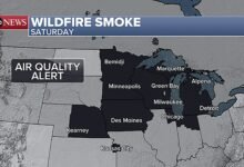 The smoke of forest fires continues to cover the west medium while the threat of sudden flooding is directed to the south