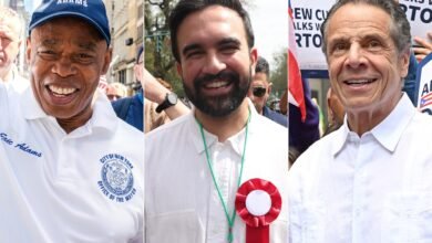 Photo: Mayor Eric Adams participates in the Pride March of NYC 2025 on June 29, 2025. Zohran Mamdani attends the Western Indian Day 2025 on September 1, 2025. Andrew Cuomo is seen in the Port Rico National Day Parade 2025 on June 8, 2025.