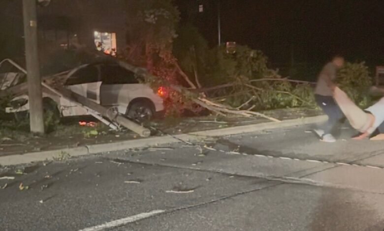 Army player Larry Picytt Jr. and Dad get the man out of the car just before he explodes in flames