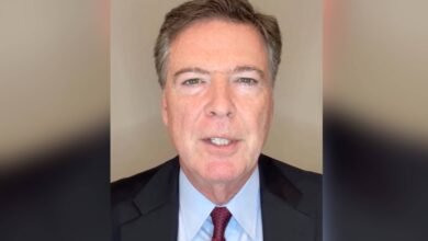 Photo: FBI's former director James Comey speaks in a video message that was innocent