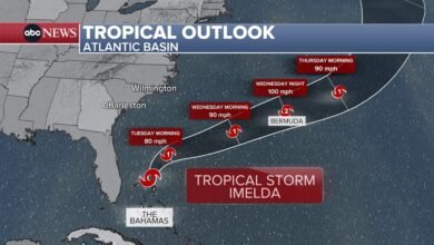 Tropical storm Imelda: tracking the path of the storm near the southeast coast