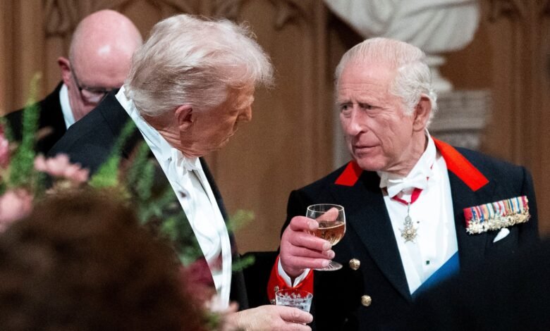Photo: President Donald Trump and the king of Great Britain Toast of Rey Carlos III during an official state banquet at Windsor Castle in Windsor, Great Britain, on September 17, 2025.