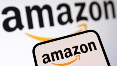 PHOTO: FILE PHOTO: The illustration shows the Amazon logo