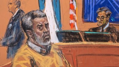 Photo: Sean 'Diddy' Combs Listen when Judge Arun Subramanian pronounces the sentence during the Court of Combs in New York, on October 3, 2025, in this sketch of the Court.