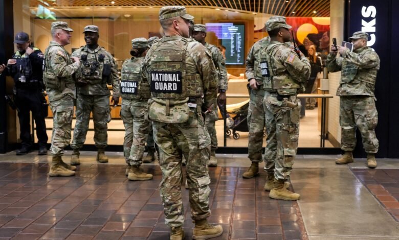 PHOTO: FILE PHOTO: Members of the National Guard at Union Station in Washington, DC