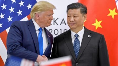 PHOTO: President Donald Trump, left, shakes hands with Chinese President Xi Jinping during a meeting on the sidelines of the G-20 summit in Osaka, western Japan, on June 29, 2019.