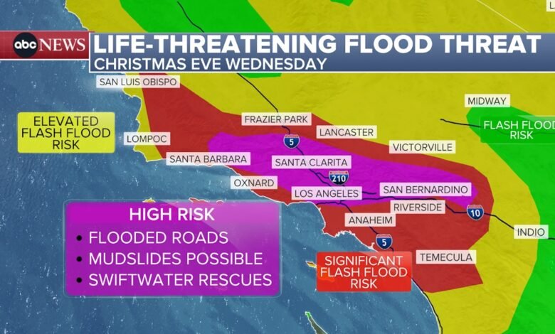 Flash Flood and Thunderstorm Watches in Effect for California with Heavy Rain Expected to Last for Several Days