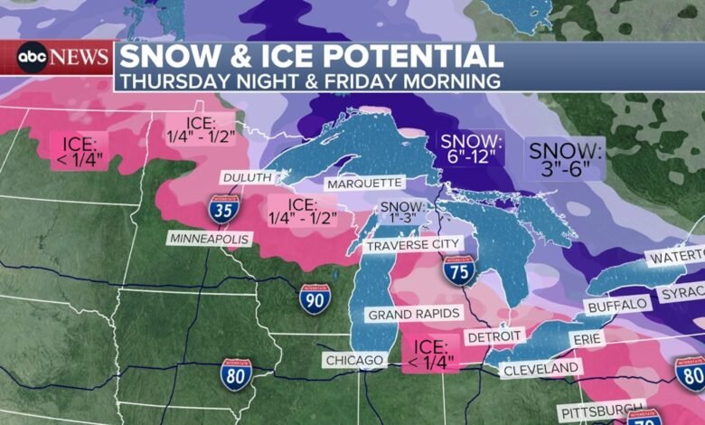 Major winter storm forecast to bring snow and ice to Midwest, Northeast