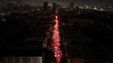 A view of traffic from above as more than 130,000 PG&E customers lost power in San Francisco, California, United States, on December 20, 2025.