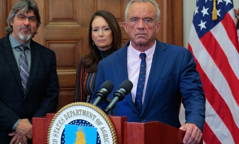 PHOTO: Health and Human Services Secretary Robert F. Kennedy Jr., joined by Agriculture Secretary Brooke Rollins, during an announcement at the Department of Agriculture, December 10, 2025, in Washington, DC.