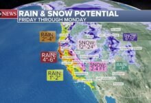 More rain heading to soggy California as lake-effect snow arrives east