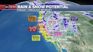 More rain heading to soggy California as lake-effect snow arrives east
