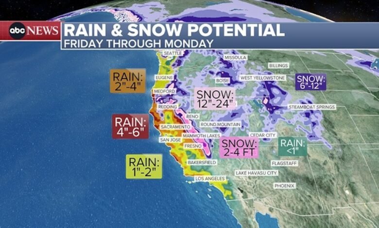 More rain heading to soggy California as lake-effect snow arrives east