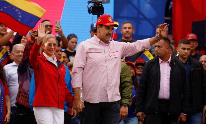 PHOTO: FILE PHOTO: Venezuelan President Maduro hosts a swearing-in ceremony for community organizations at the Miraflores Palace in Caracas.